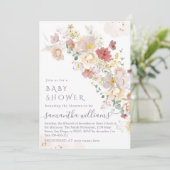 Invitation Baby shower d'aquarelle Fleur sauvage de printemps (Debout devant)