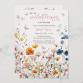 Invitation Baby shower d'aquarelle Fleur sauvage rustique (Devant / Derrière)