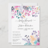 Invitation Baby shower d'aquarelle fleurie (Devant)