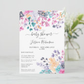 Invitation Baby shower d'aquarelle fleurie (Debout devant)