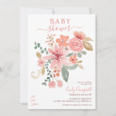 Invitation Baby shower d'aquarelle fleurie de la chute Boho (Devant)