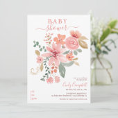 Invitation Baby shower d'aquarelle fleurie de la chute Boho (Debout devant)