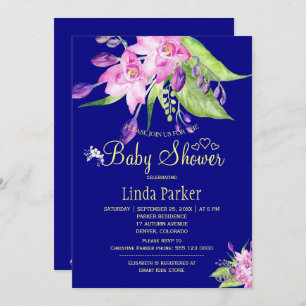 Invitation Baby shower d'aquarelle fleurie de la marine
