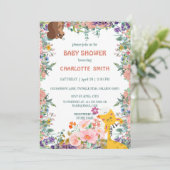 Invitation Baby shower d'aquarelle fleurie de la petite giraf (Debout devant)