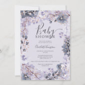 Invitation Baby shower d'aquarelle fleurie de lavande chic or (Devant)