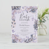 Invitation Baby shower d'aquarelle fleurie de lavande chic or (Debout devant)