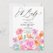 Invitation Baby shower d'aquarelle fleurie de printemps (Devant)