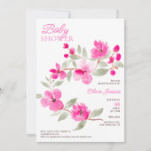 Invitation Baby shower d'aquarelle fleurie de sakura rose mod (Devant)