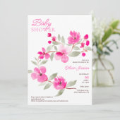 Invitation Baby shower d'aquarelle fleurie de sakura rose mod (Debout devant)