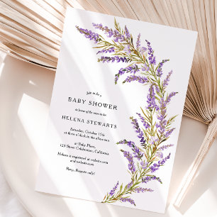 Invitation Baby shower d'aquarelle fleurie Lavender Fall