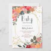 Invitation Baby shower d'aquarelle fleurie parties scintillan (Devant)