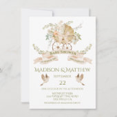 Invitation Baby shower d'aquarelle Floral Baby Carriage (Devant)