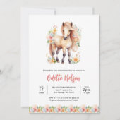 Invitation Baby shower d'aquarelle Floral Horse (Devant)