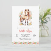Invitation Baby shower d'aquarelle Floral Horse (Debout devant)