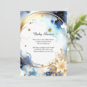 Invitation Baby shower d'aquarelle florale (Debout devant)