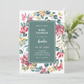 Invitation Baby shower d'aquarelle florale (Debout devant)