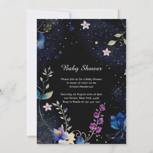 Invitation Baby shower d'aquarelle florale (Devant)