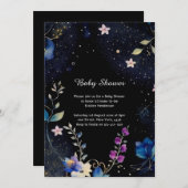 Invitation Baby shower d'aquarelle florale (Devant / Derrière)