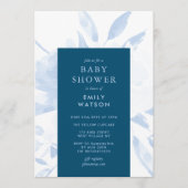 Invitation Baby shower d'aquarelle Florale bleu moderne (Devant)