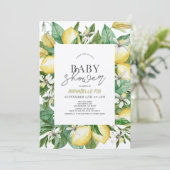 Invitation Baby shower d'aquarelle florale Citrus Lemon (Debout devant)