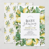 Invitation Baby shower d'aquarelle florale Citrus Lemon (Devant / Derrière)