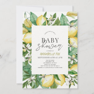 Invitation Baby shower d'aquarelle florale Citrus Lemon