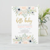Invitation Baby shower d'aquarelle florale d'anémone (Debout devant)