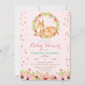 Invitation Baby shower d'aquarelle florale de cerf (Devant)
