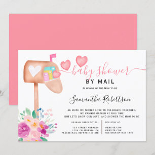 Invitation baby shower d'aquarelle florale de la boîte aux le