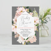 Invitation baby shower d'aquarelle florale de printemps rose (Debout devant)
