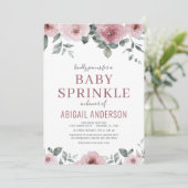 Invitation Baby shower d'aquarelle florale Dusty Rose Mauve (Debout devant)