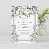 Invitation Baby shower d'aquarelle florale gris moderne (Debout devant)