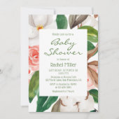 Invitation Baby shower d'aquarelle florale moderne chic (Devant)