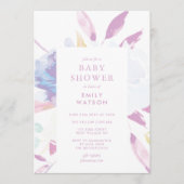 Invitation Baby shower d'aquarelle florale moderne violet (Devant)