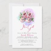 Invitation Baby shower d'aquarelle florale pour bébés roses (Devant)