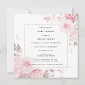 Invitation Baby shower d'aquarelle florale rose (Devant)