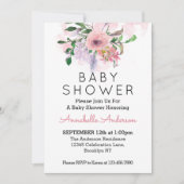 Invitation Baby shower d'aquarelle florale Rose rose pâle (Devant)