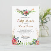 Invitation Baby shower d'aquarelle florale rustique de Bohême (Debout devant)
