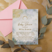 Invitation Baby shower d'aquarelle Gold Celestie Sky