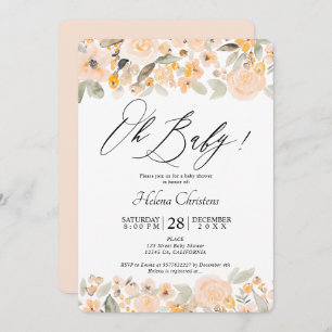 Invitation Baby shower d'aquarelle jaune orangé