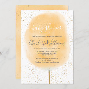 Invitation baby shower d'aquarelle jaune parties scintillant 