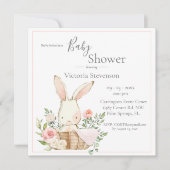 Invitation Baby shower d'aquarelle lapin Bunny (Devant)