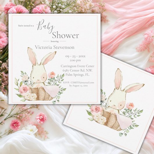 Invitation Baby shower d'aquarelle lapin Bunny