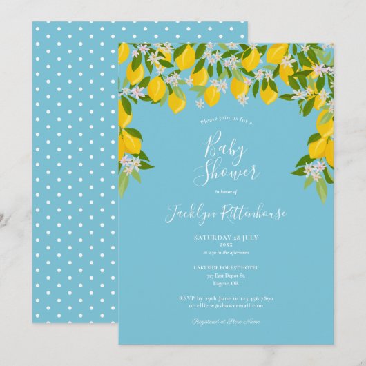 Invitation Baby shower d'aquarelle Lemon Blossom (Devant / Derrière)