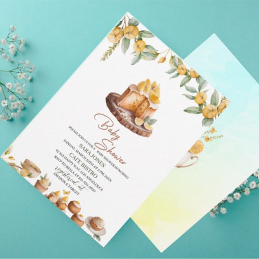 Invitation Baby shower d'aquarelle Lemon Cakes