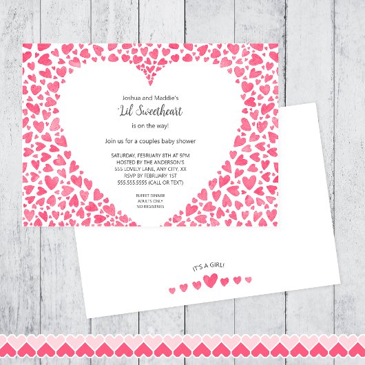 Invitation Baby shower d'aquarelle Lil Sweetheart