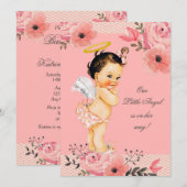 Invitation Baby shower d'aquarelle Little Angel (Devant / Derrière)