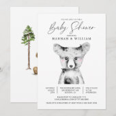 Invitation Baby shower d'aquarelle Little Bear (Devant / Derrière)