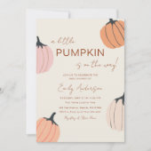 Invitation Baby shower d'aquarelle Little Citrouille Fall (Devant)