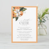Invitation Baby shower d'aquarelle Little Cutie Orange Citrus (Debout devant)